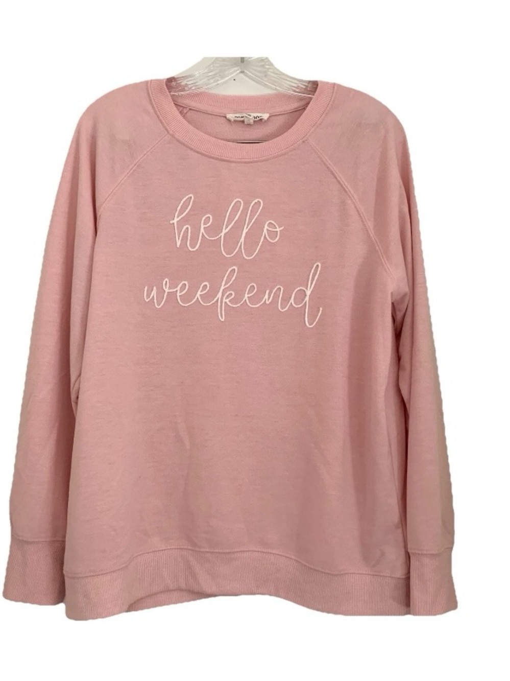 Workshop Republic Clothing Sweatshirt Pink “Hello Weekend” Sz M Pastel Pullover